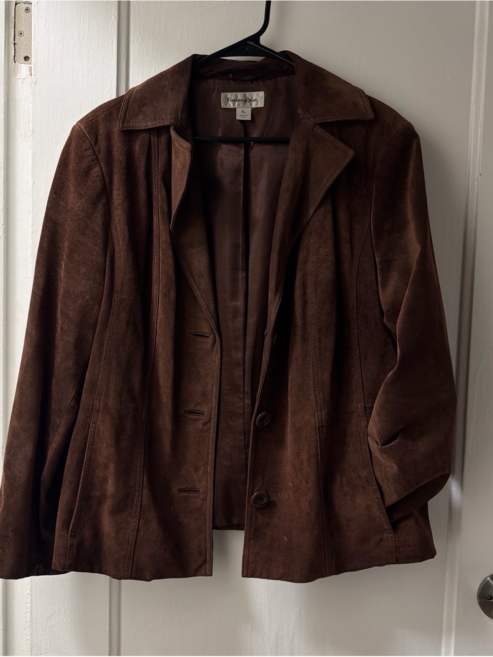 Preston & York Brown suede blazer with button front and pockets